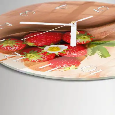 Kulaté skleněné hodiny na stěnu Jahoda