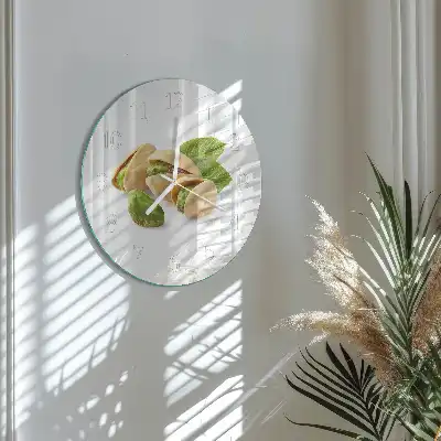 Hodiny s fotkou skleněné kulaté Ořechy
