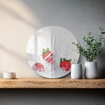 Kulaté skleněné hodiny na stěnu Jahoda