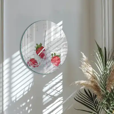 Kulaté skleněné hodiny na stěnu Jahoda