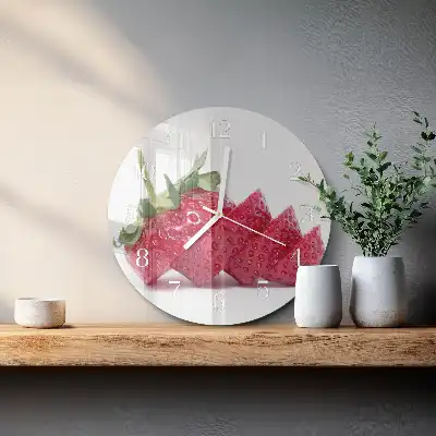 Hodiny s fotkou skleněné kulaté Jahoda