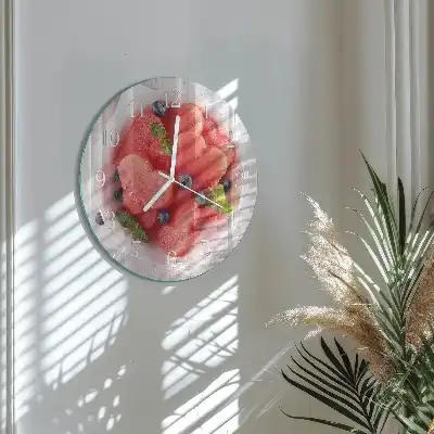 Hodiny s fotkou skleněné kulaté Melounové srdce