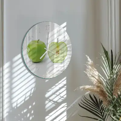 Hodiny na skle kulaté Jablko