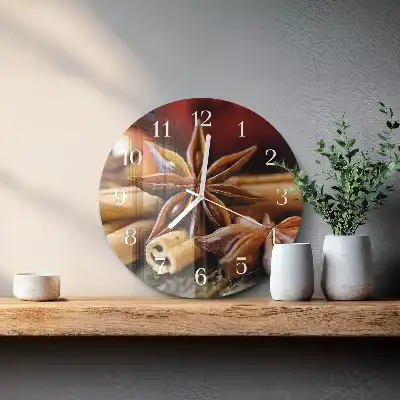 Kulaté skleněné hodiny na zeď Anýz skořice