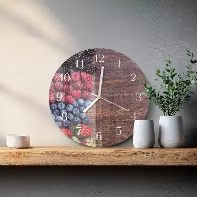 Kulaté skleněné hodiny na stěnu Lesní plody