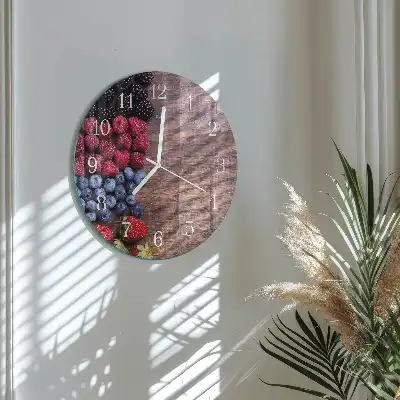 Kulaté skleněné hodiny na stěnu Lesní plody