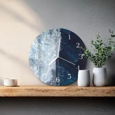 Kulaté skleněné hodiny na zeď Oceánské vlny