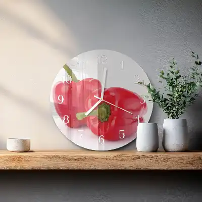 Hodiny s fotkou skleněné kulaté Pepř