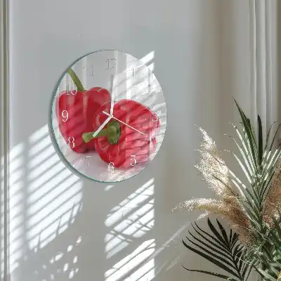 Hodiny s fotkou skleněné kulaté Pepř