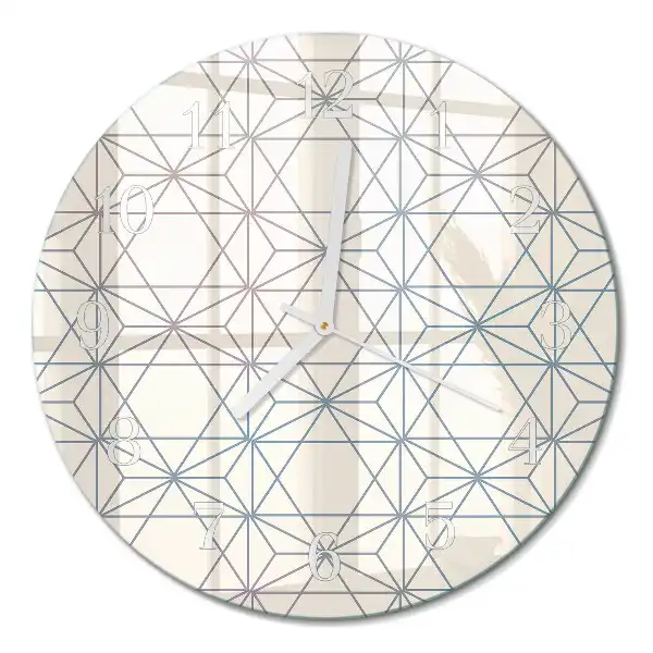 Kulaté skleněné hodiny na stěnu Geometrický vzor