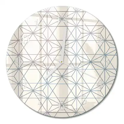 Kulaté skleněné hodiny na stěnu Geometrický vzor