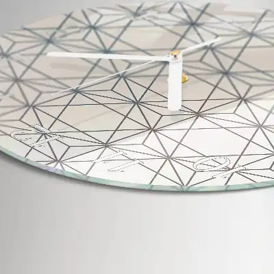 Kulaté skleněné hodiny na stěnu Geometrický vzor