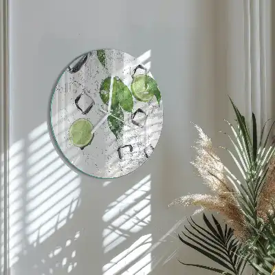 Hodiny na skle kulaté Limetky