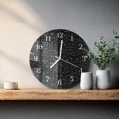 Hodiny na skle kulaté Kapky vody