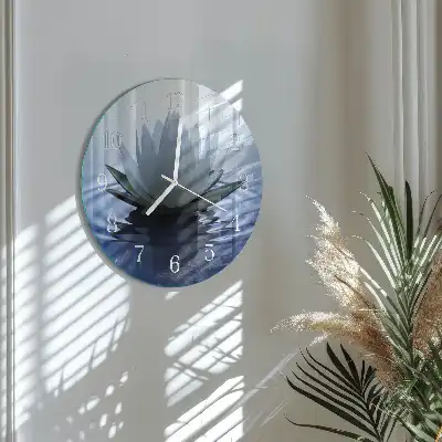 Kulaté skleněné hodiny na stěnu Leknín