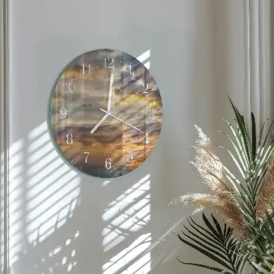 Hodiny s fotkou skleněné kulaté Západ slunce