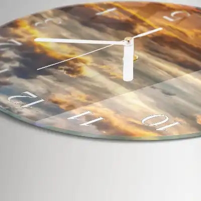 Hodiny s fotkou skleněné kulaté Západ slunce