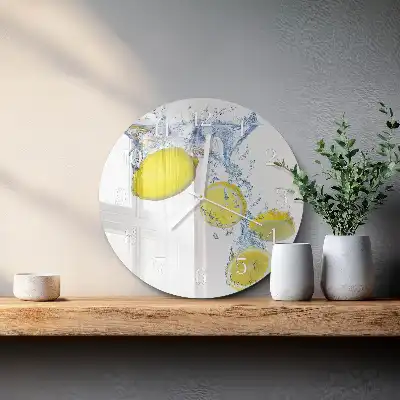 Hodiny s fotkou skleněné kulaté Citrony