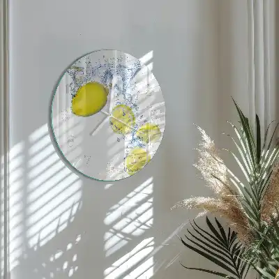 Hodiny s fotkou skleněné kulaté Citrony