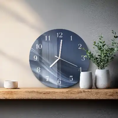Hodiny s fotkou skleněné kulaté Modré vlny