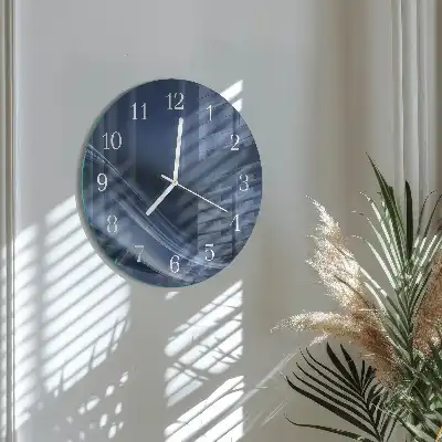 Hodiny s fotkou skleněné kulaté Modré vlny