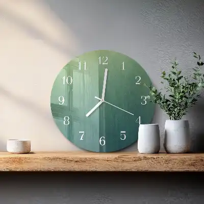 Kulaté skleněné hodiny na stěnu Zelený gradient