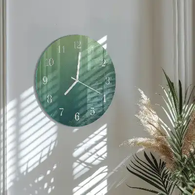 Kulaté skleněné hodiny na stěnu Zelený gradient