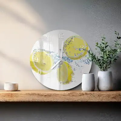 Hodiny s fotkou skleněné kulaté Citrony
