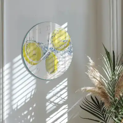 Hodiny s fotkou skleněné kulaté Citrony