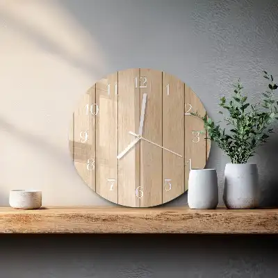 Hodiny s fotkou skleněné kulaté Dřevo