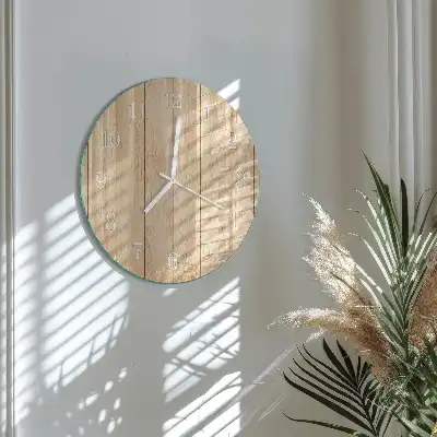 Hodiny s fotkou skleněné kulaté Dřevo