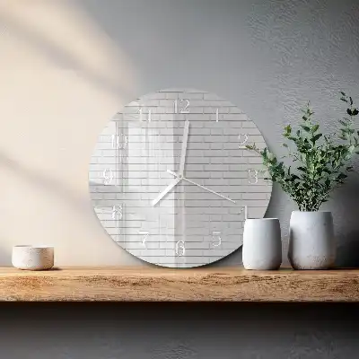 Nástěnné hodiny skleněné kulaté Cihlová zeď
