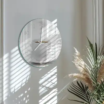Kulaté skleněné hodiny na zeď Šálek kávy