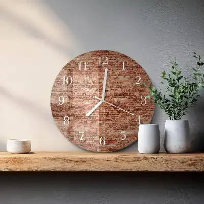 Kulaté skleněné hodiny na zeď Cihlová zeď