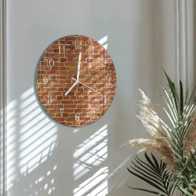 Nástěnné hodiny skleněné kulaté Cihlová zeď