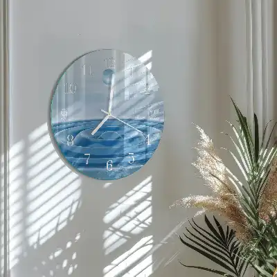 Kulaté skleněné hodiny na zeď Voda