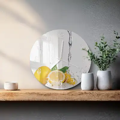 Hodiny na skle kulaté Citrony