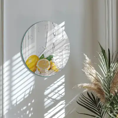 Hodiny na skle kulaté Citrony