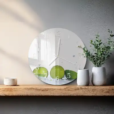 Kulaté skleněné hodiny na stěnu Limetky