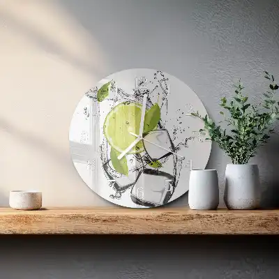 Kulaté skleněné hodiny na zeď Uhličitan vápenatý