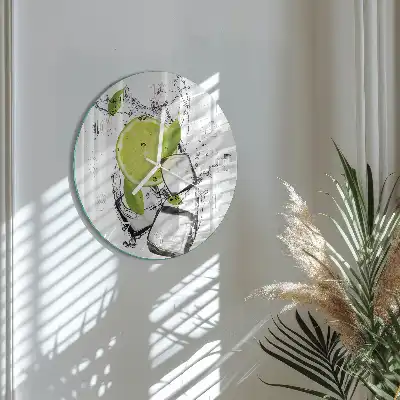 Kulaté skleněné hodiny na zeď Uhličitan vápenatý