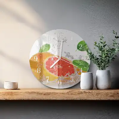 Kulaté skleněné hodiny na stěnu Grapefruit