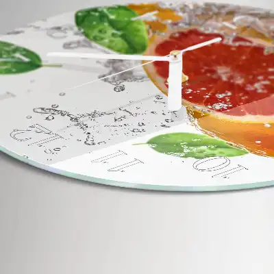 Kulaté skleněné hodiny na stěnu Grapefruit