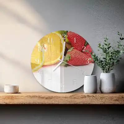 Kulaté skleněné hodiny na zeď Ovoce