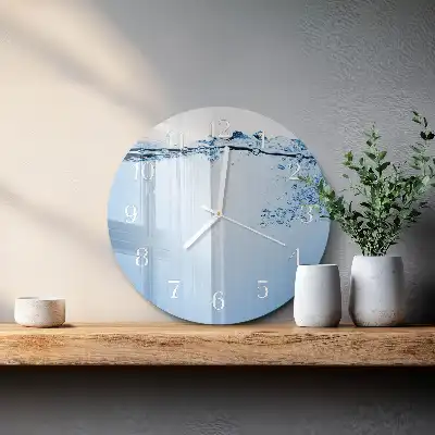 Hodiny s fotkou skleněné kulaté Voda