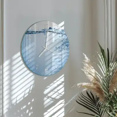 Hodiny s fotkou skleněné kulaté Voda