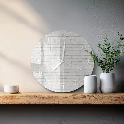 Nástěnné hodiny skleněné kulaté Cihlová zeď