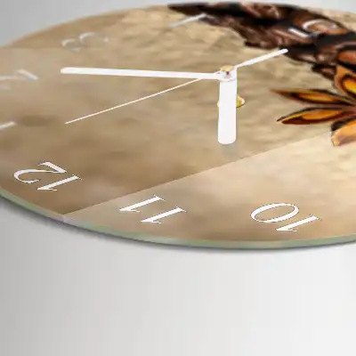 Kulaté skleněné hodiny na zeď Kávová zrna
