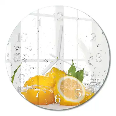 Hodiny s fotkou skleněné kulaté Citrony