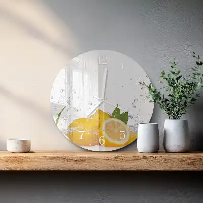 Hodiny s fotkou skleněné kulaté Citrony
